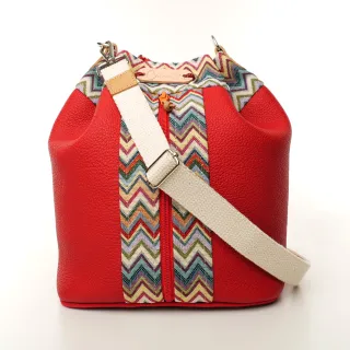 Sac seau Coton d'Avril Angèle cuir rouge