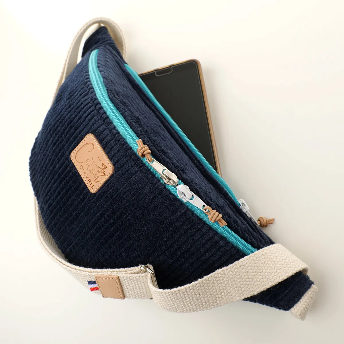 Sac banane Coton d'Avril Melisse velours marine