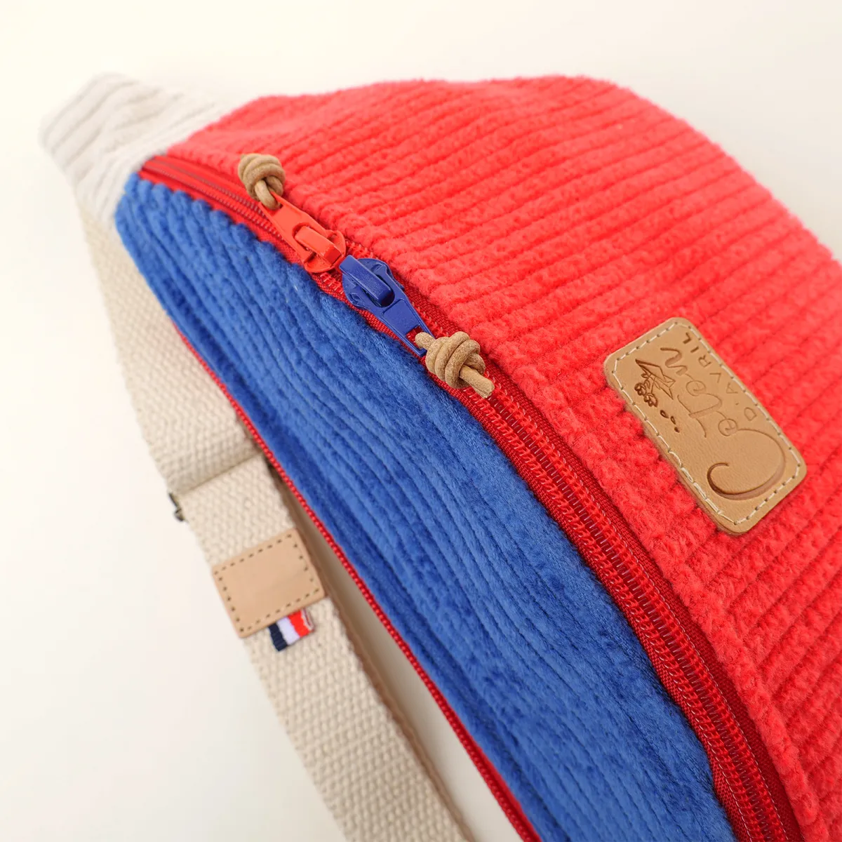 Sac banane Coton d'Avril Melisse velours tricolore
