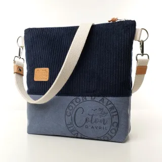 Sac à main bandoulière Coton d'Avril BEATRIS velours marine