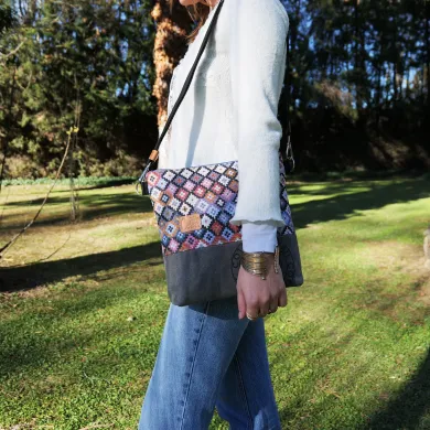 Sac à main bandoulière Coton d'Avril BEATRIS mosaïque