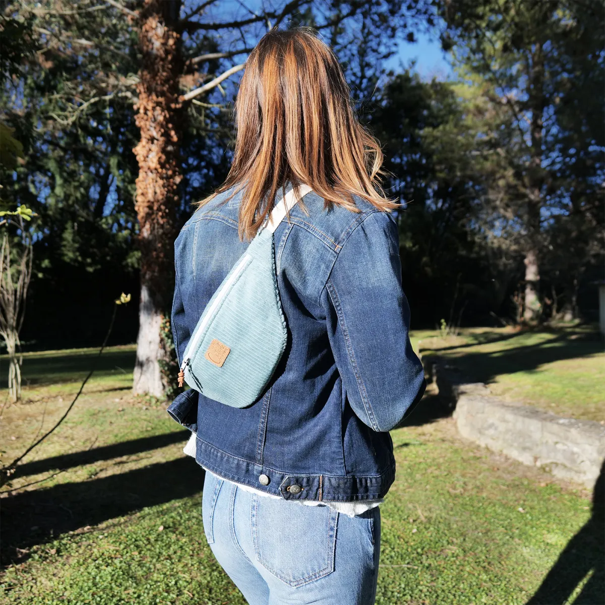 Sac Banane Coton d'Avril Melisse velours menthe