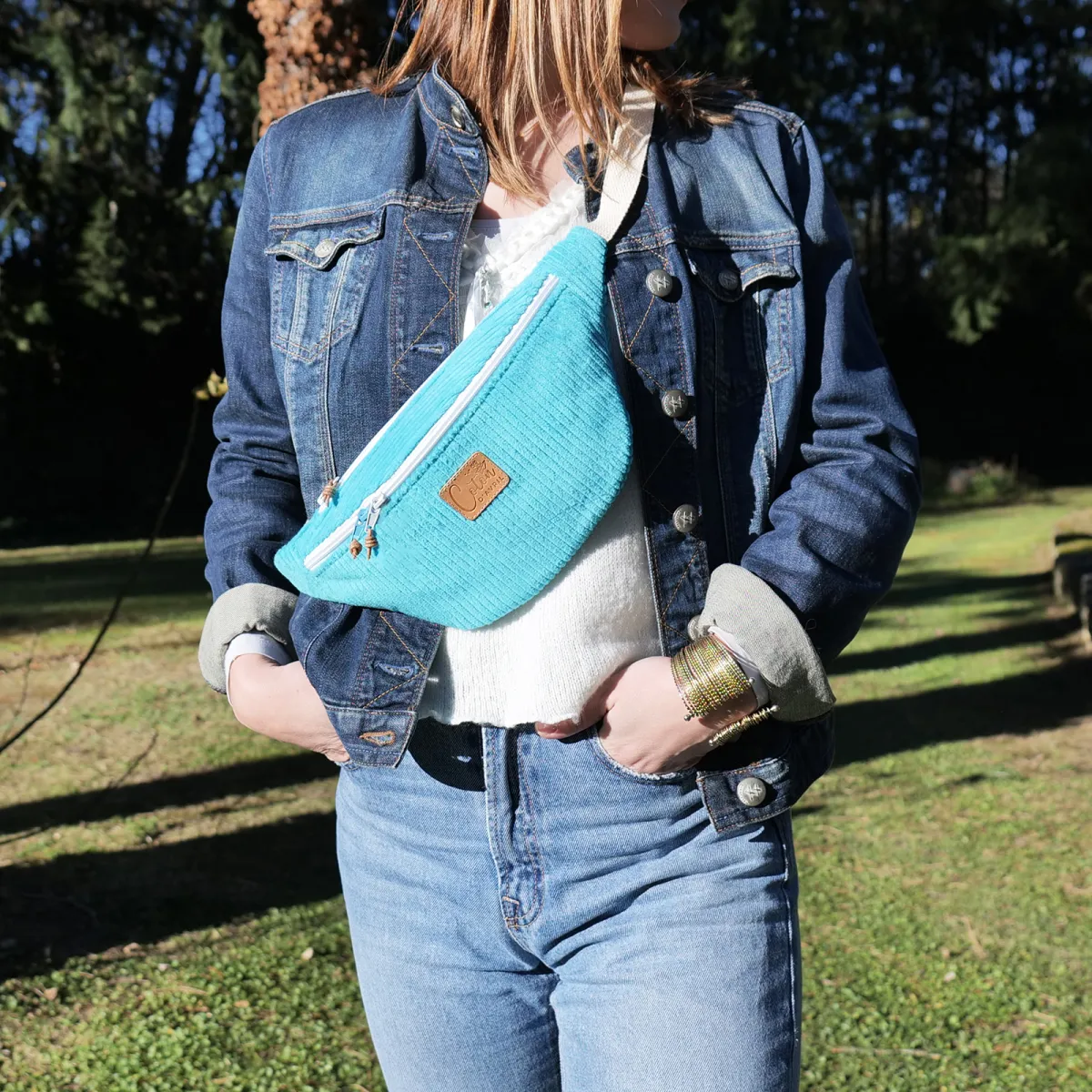 Sac banane Coton d'Avril Melisse turquoise