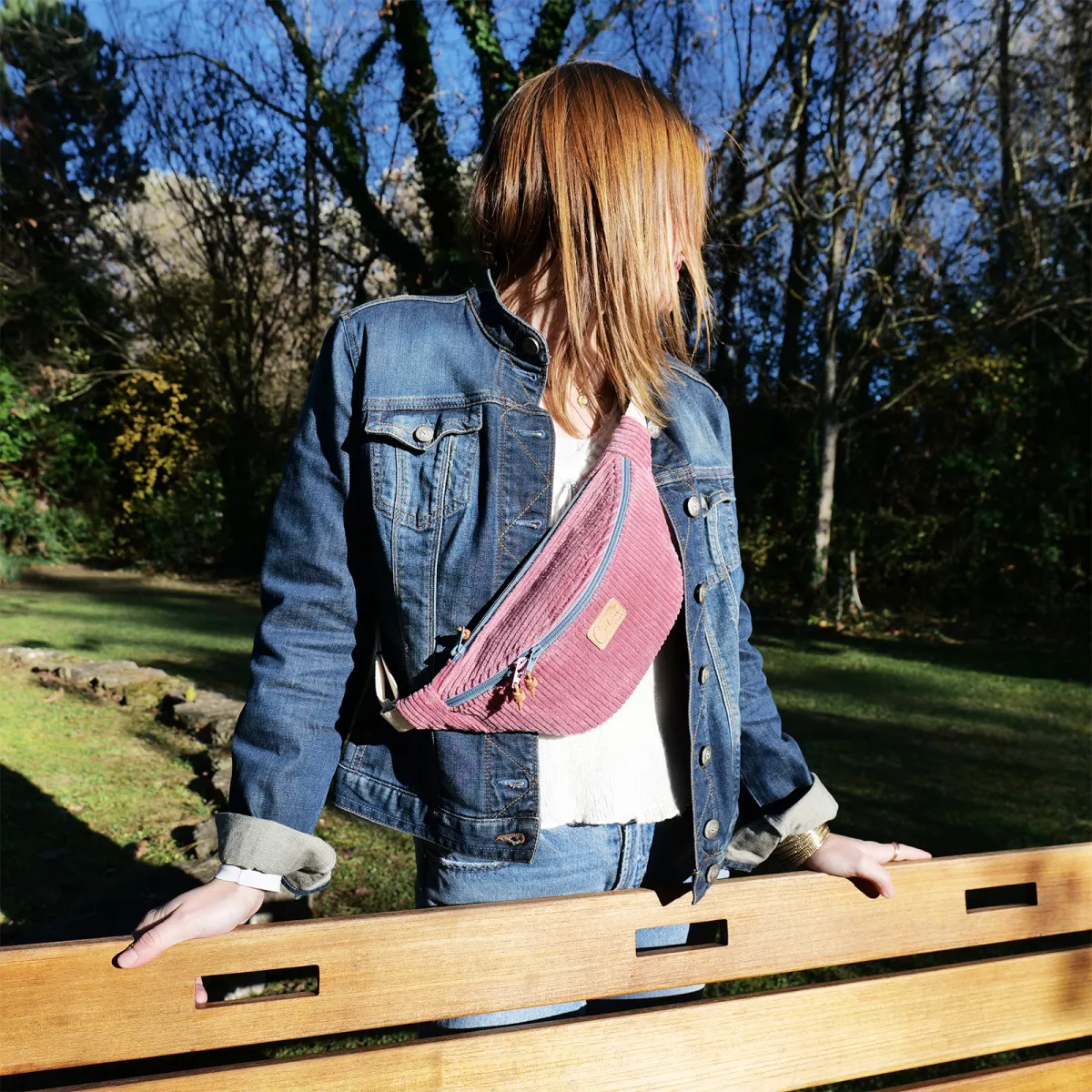 Sac banane Coton d'Avril Melisse Velours rose