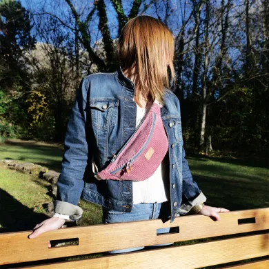 Sac banane Coton d'Avril Melisse Velours rose