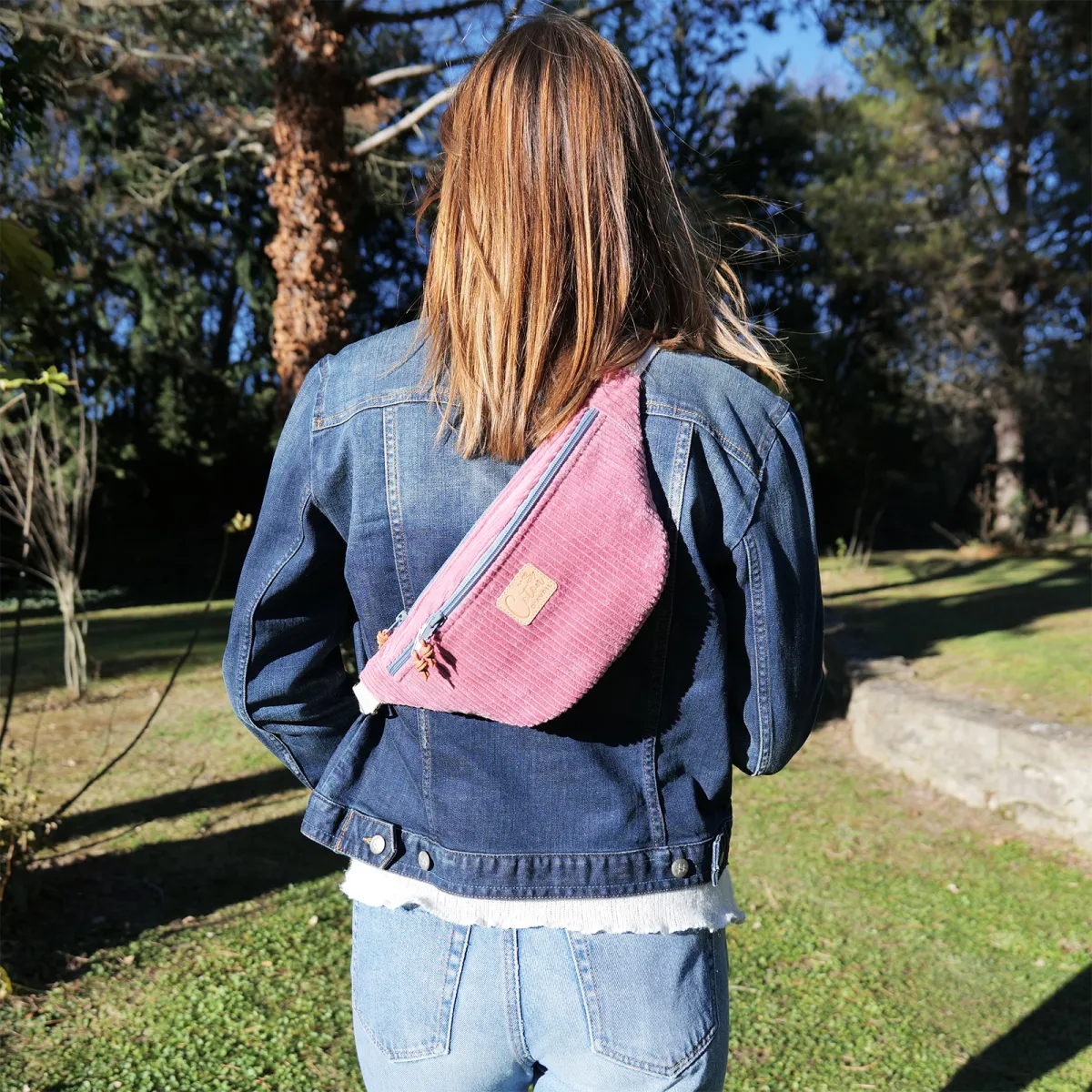Sac banane Coton d'Avril Melisse Velours rose