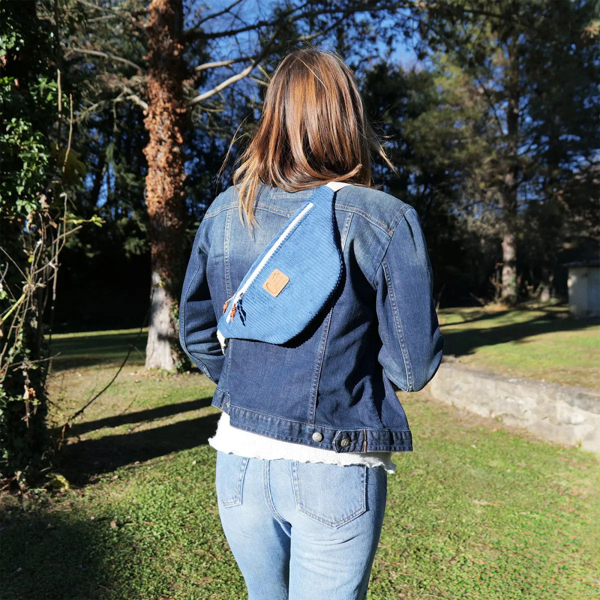Sac banane Coton d'Avril Melisse Velours bleu