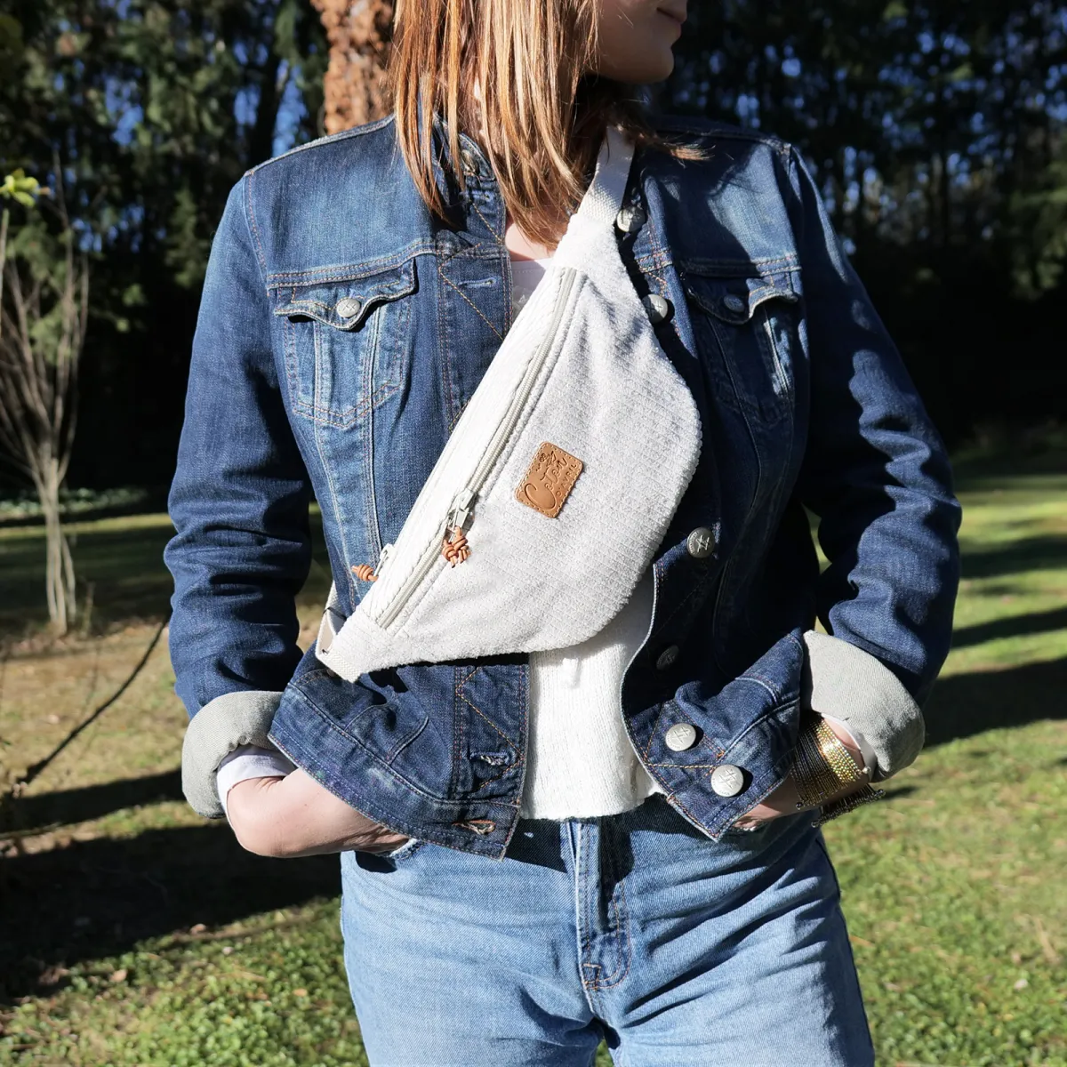Sac banane Coton d'Avril Melisse velour creme