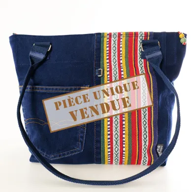 Sac Cabas Coton d'Avril AVRIL Bleu Aztèque