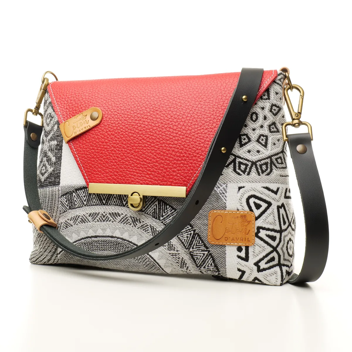 Sac à main Bandoulière Coton d'Avril ESTELLO Grafic rouge
