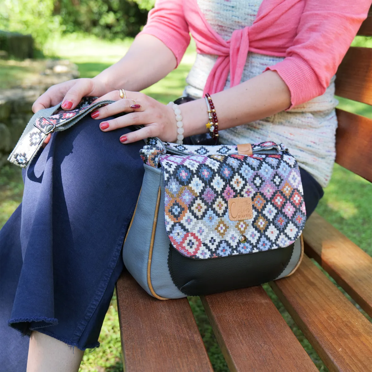 Sac besace Coton d'Avril MARDERIC Mosaïque