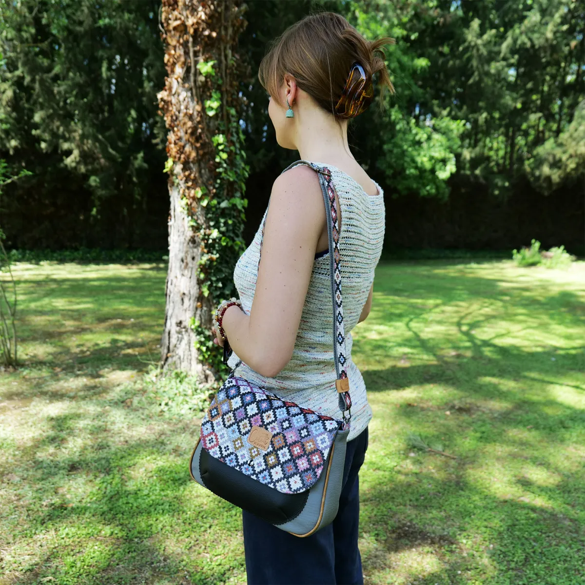 Sac besace Coton d'Avril MARDERIC Mosaïque
