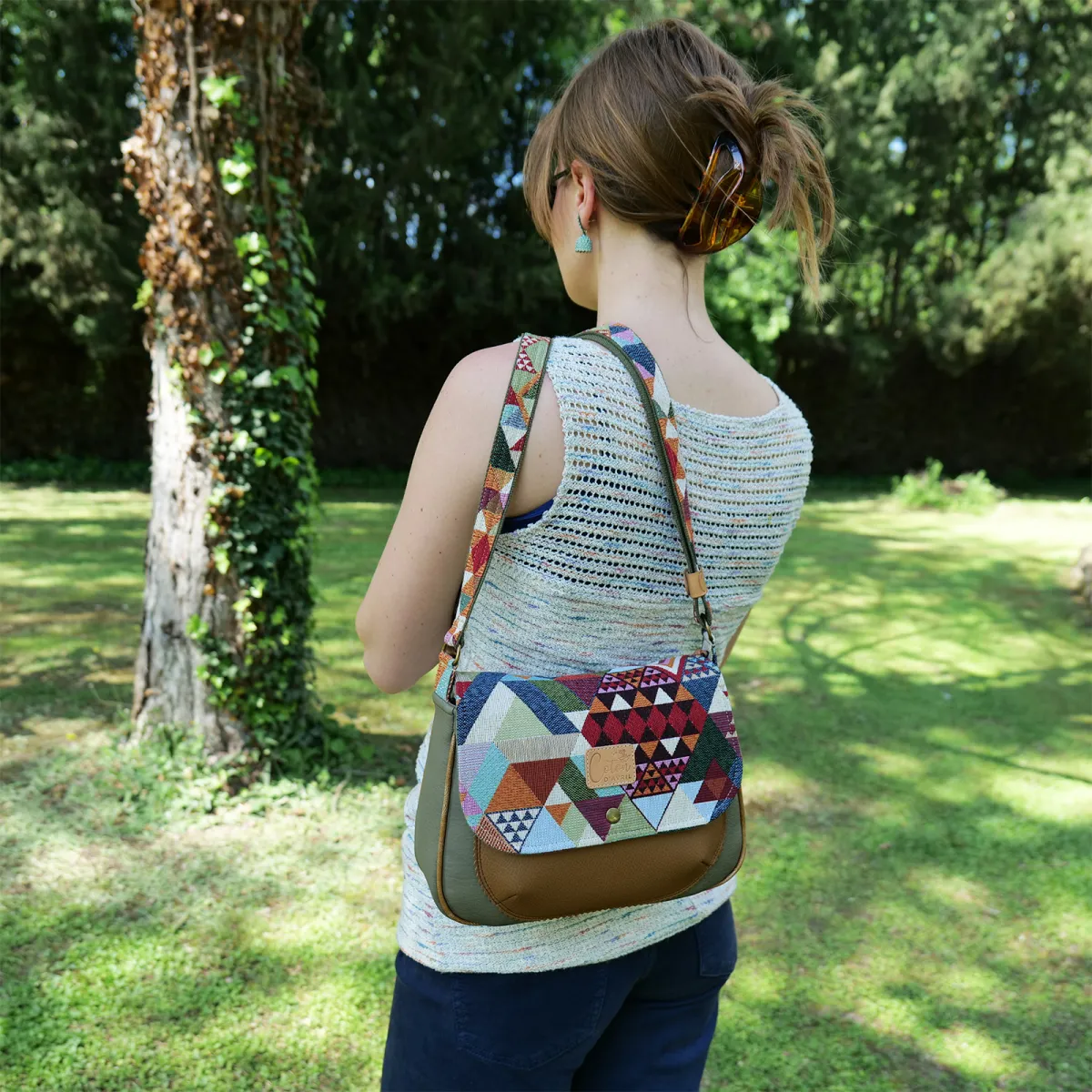 Sac besace Coton d'Avril MARDERIC Triangles