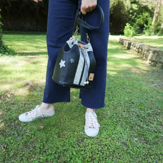 Sac seau Coton d'Avril Angèle CUIR Ebène