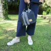 Sac seau Coton d'Avril Angèle Cuir Noir grainé et tissu