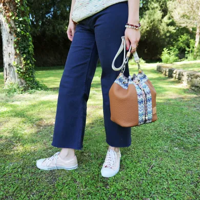 Sac seau Coton d'Avril Angèle Cuir camel