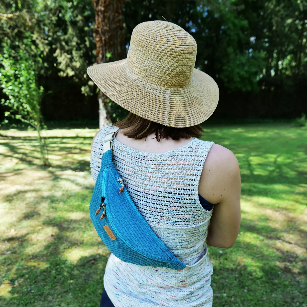 Sac banane Coton d'Avril Melisse Velours bleu canard