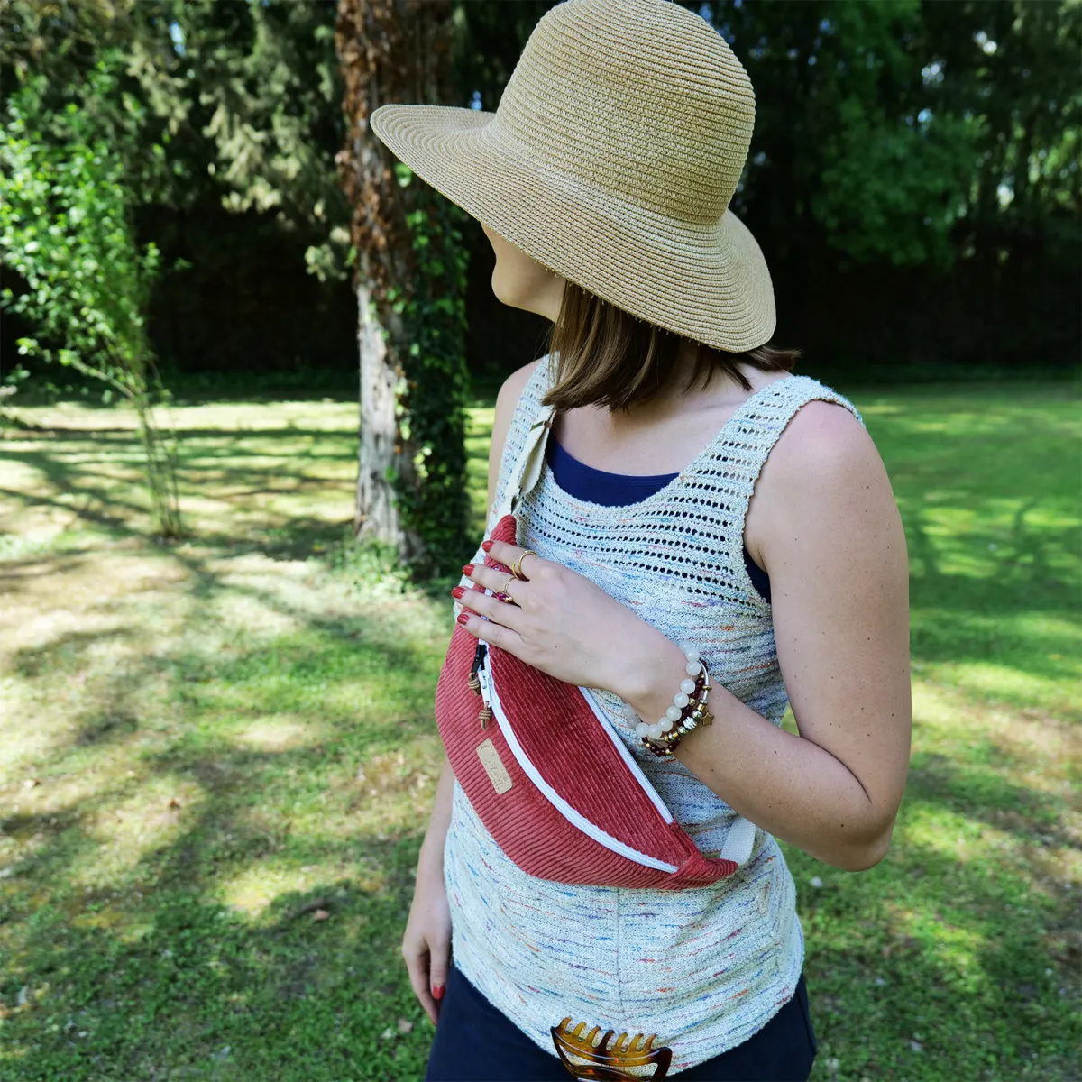 Sac banane Coton d'Avril Melisse velours capucine