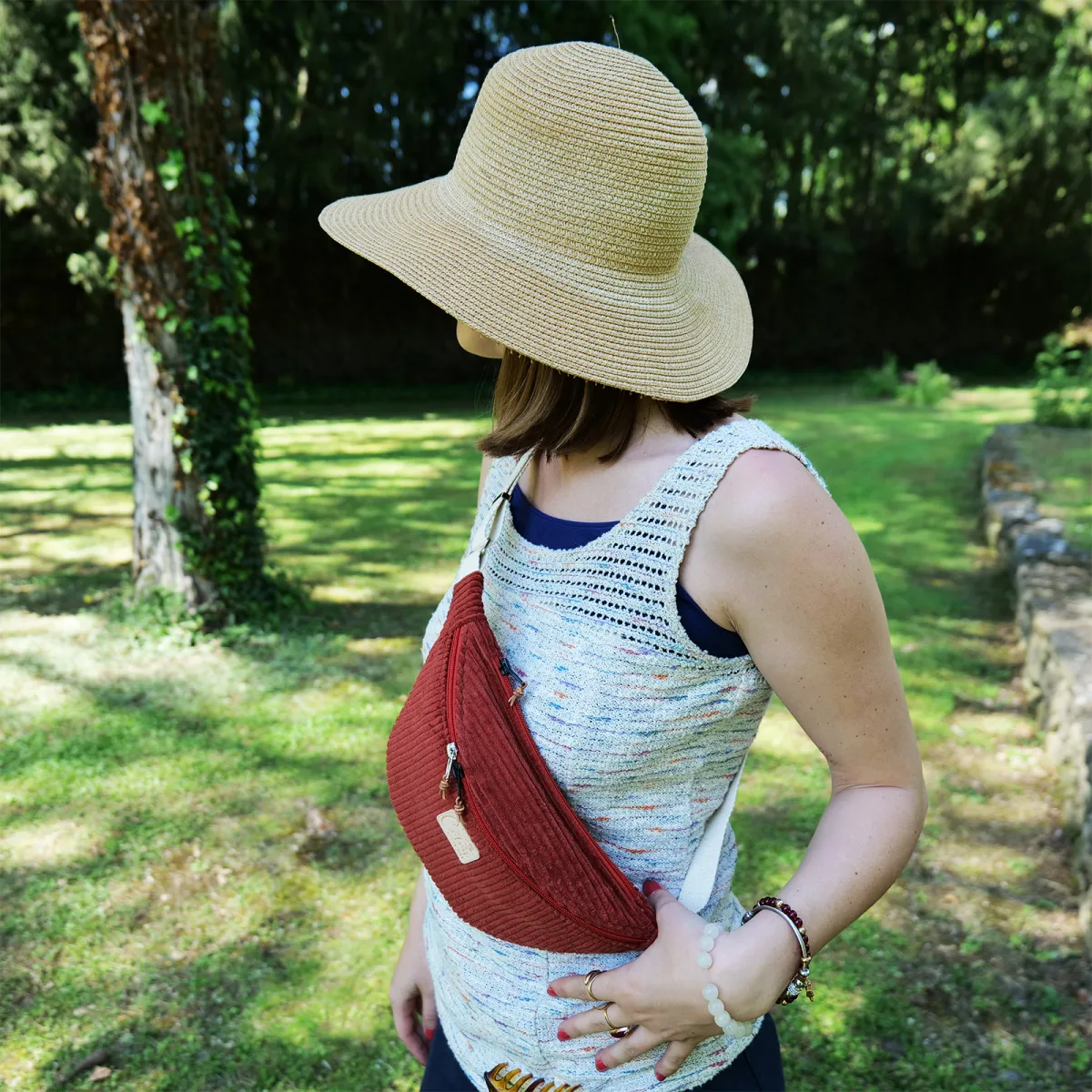 Sac banane Coton d'Avril Melisse velours acajou