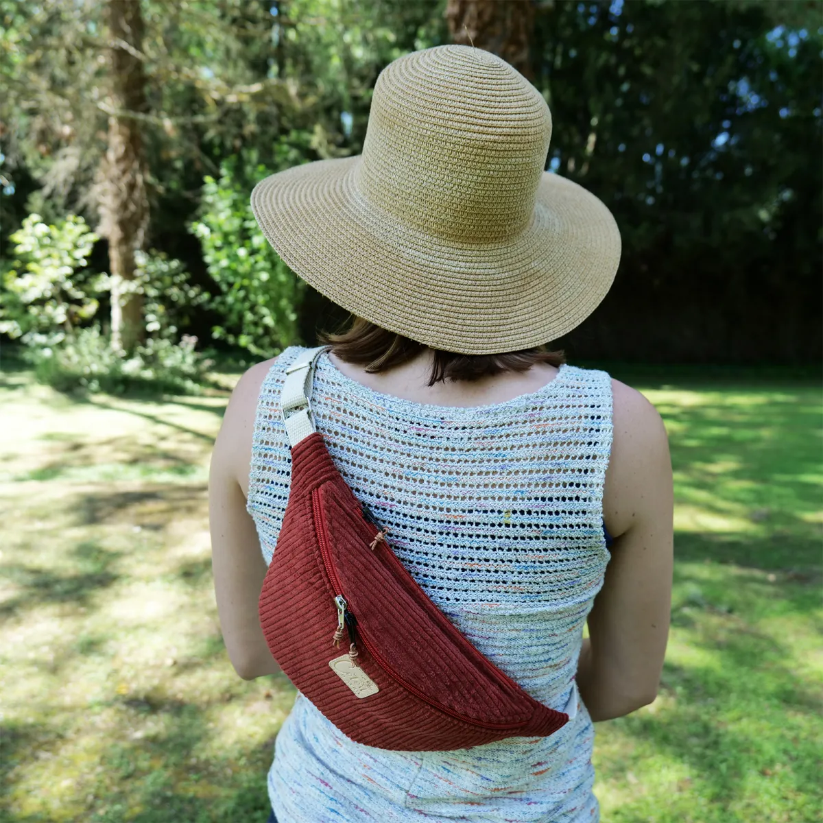 Sac banane Coton d'Avril Melisse velours acajou