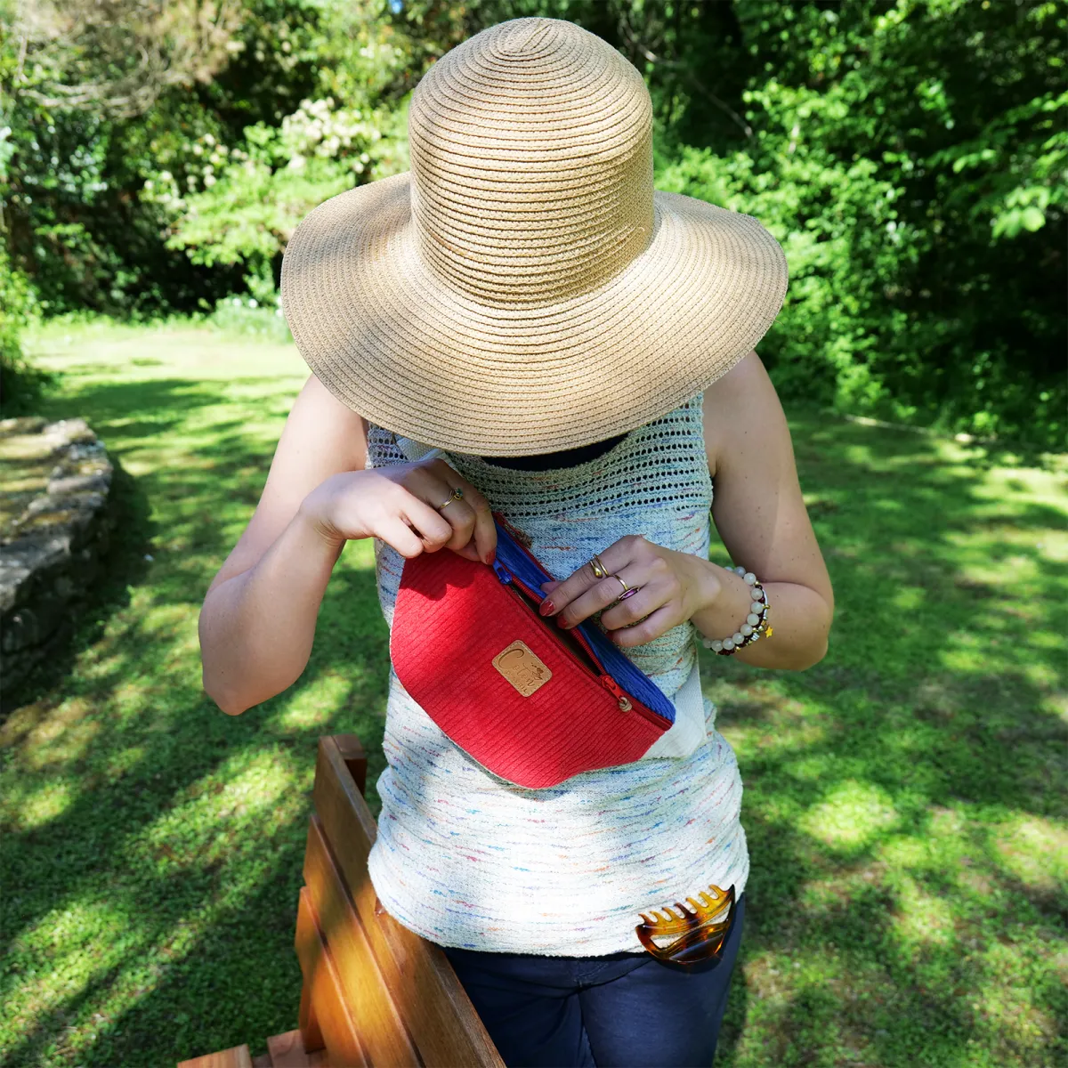 Sac banane Coton d'Avril Melisse velours tricolore