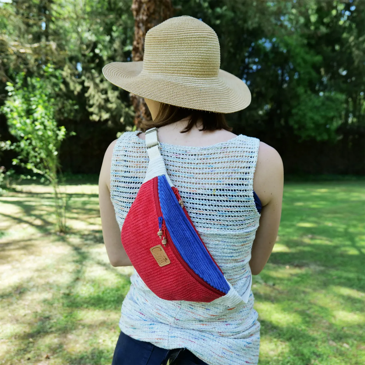 Sac banane Coton d'Avril Melisse velours tricolore