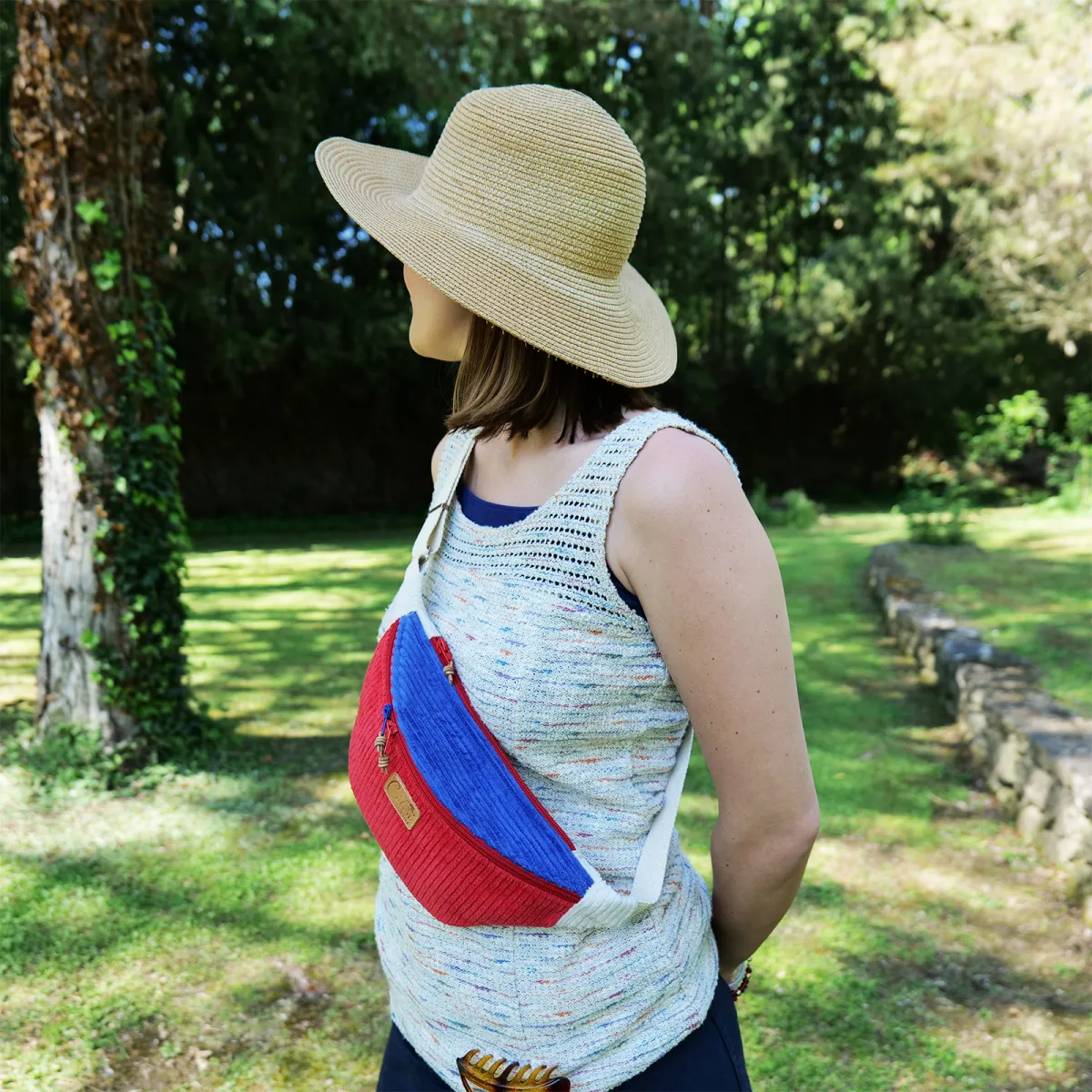 Sac banane Coton d'Avril Melisse velours tricolore