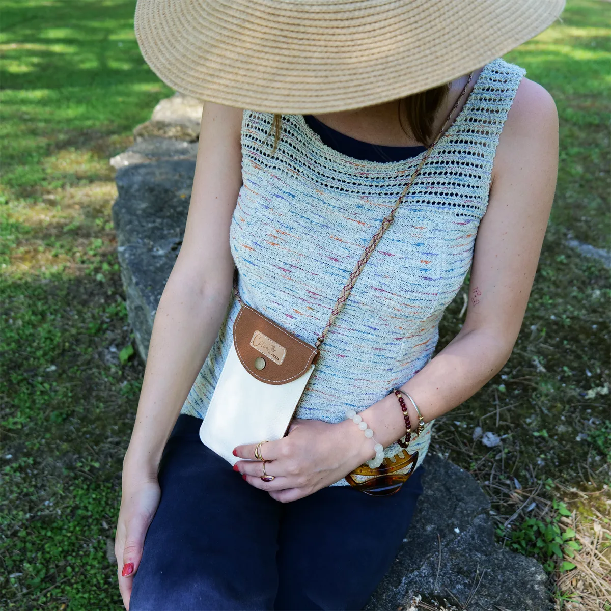 Mini sac pochette téléphone Coton d'Avril ERI crème
