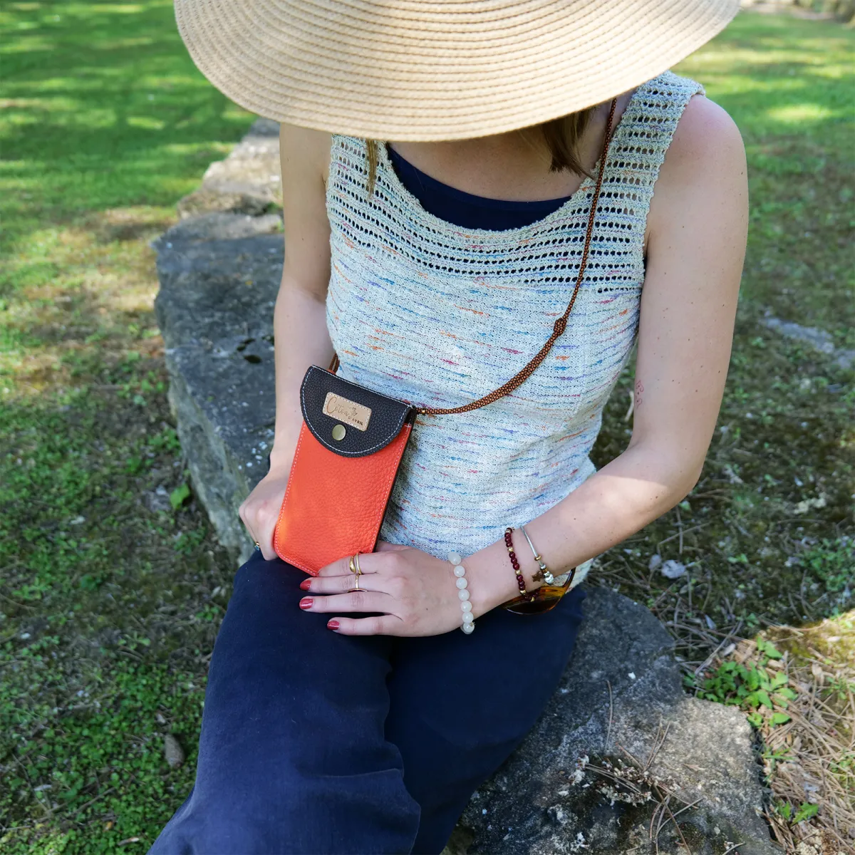 Mini sac pochette téléphone Coton d'Avril ERI Orange