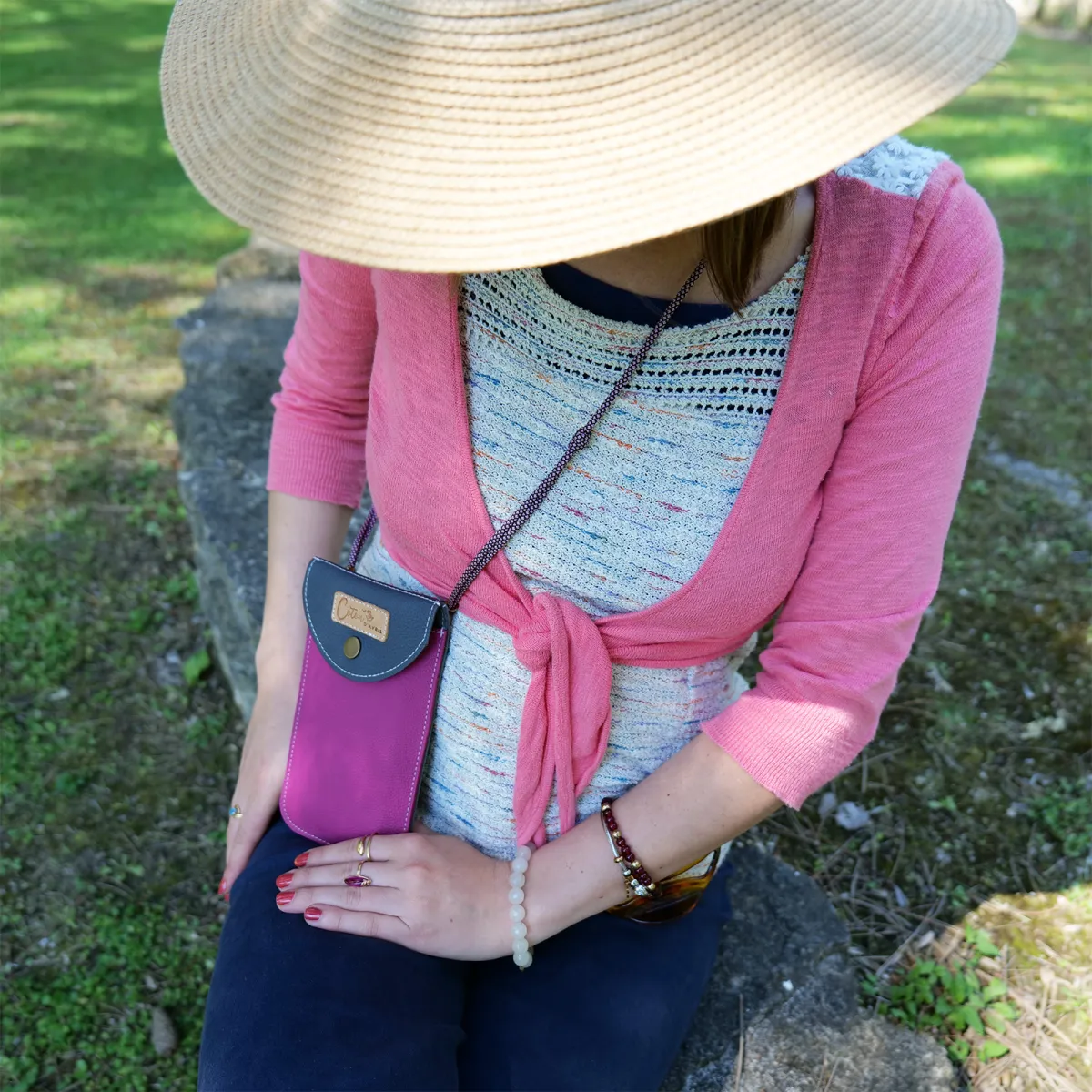 Mini sac pochette téléphone Coton d'Avril ERI Parme