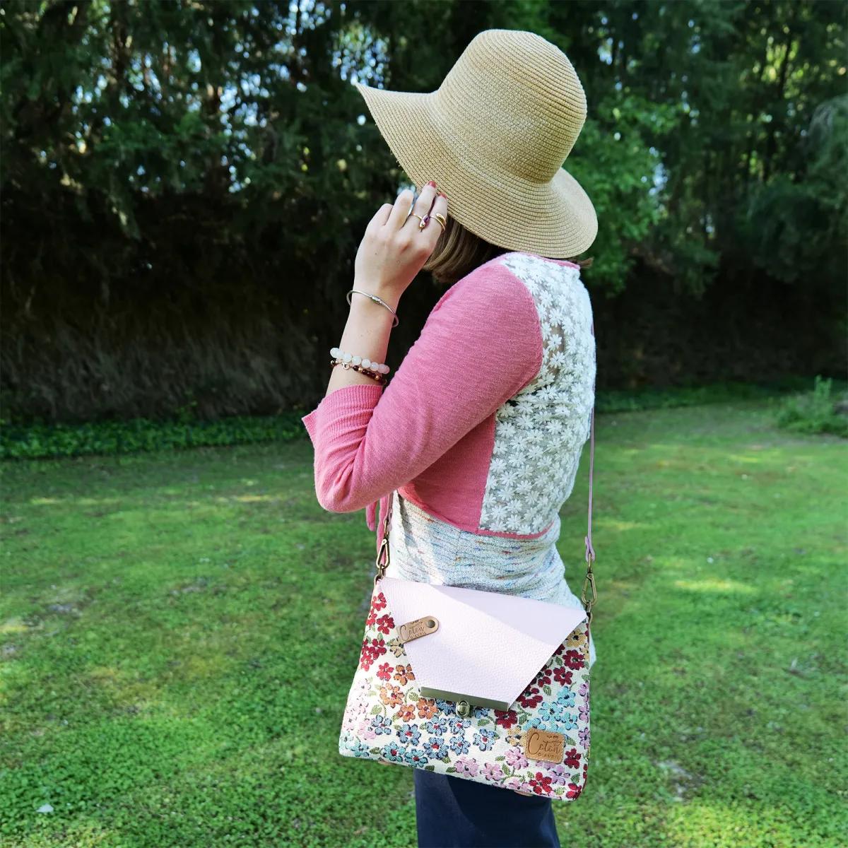 Sac à main Bandoulière Coton d'Avril ESTELLO Fleurs