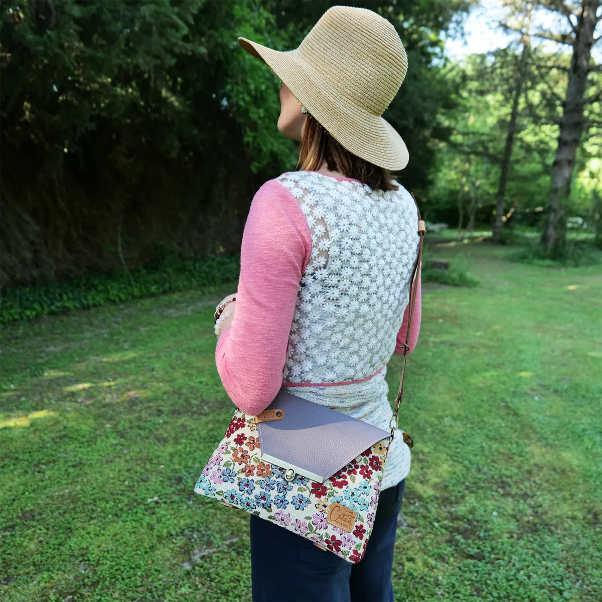 Sac à main Bandoulière Coton d'Avril ESTELLO Fleurs