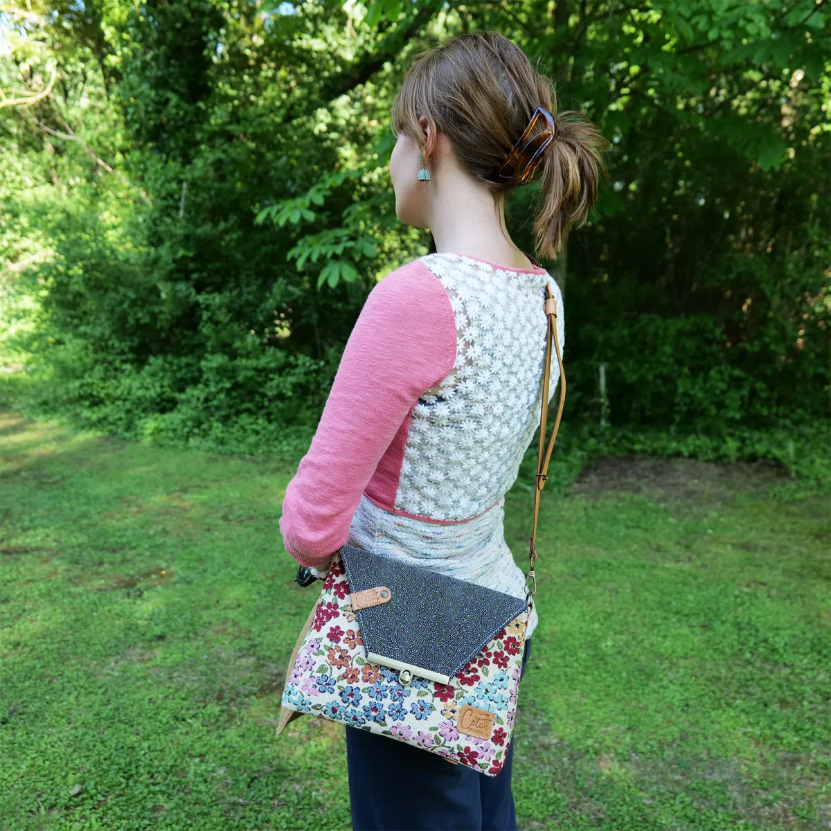 Sac à main Bandoulière Coton d'Avril ESTELLO Fleurs