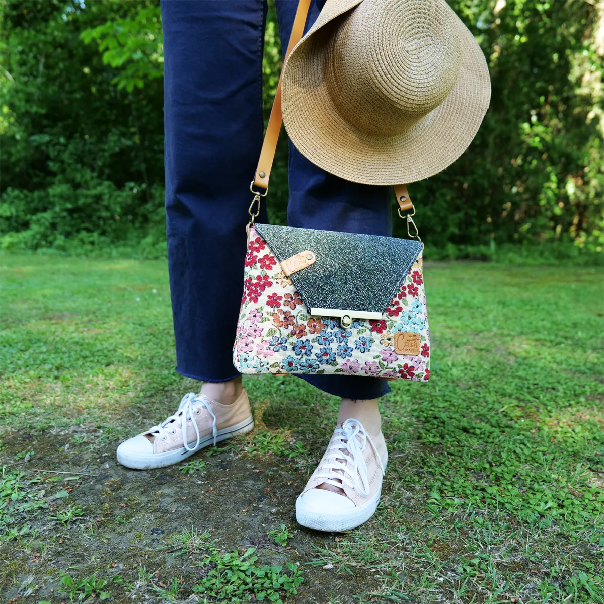 Sac à main Bandoulière Coton d'Avril ESTELLO Fleurs