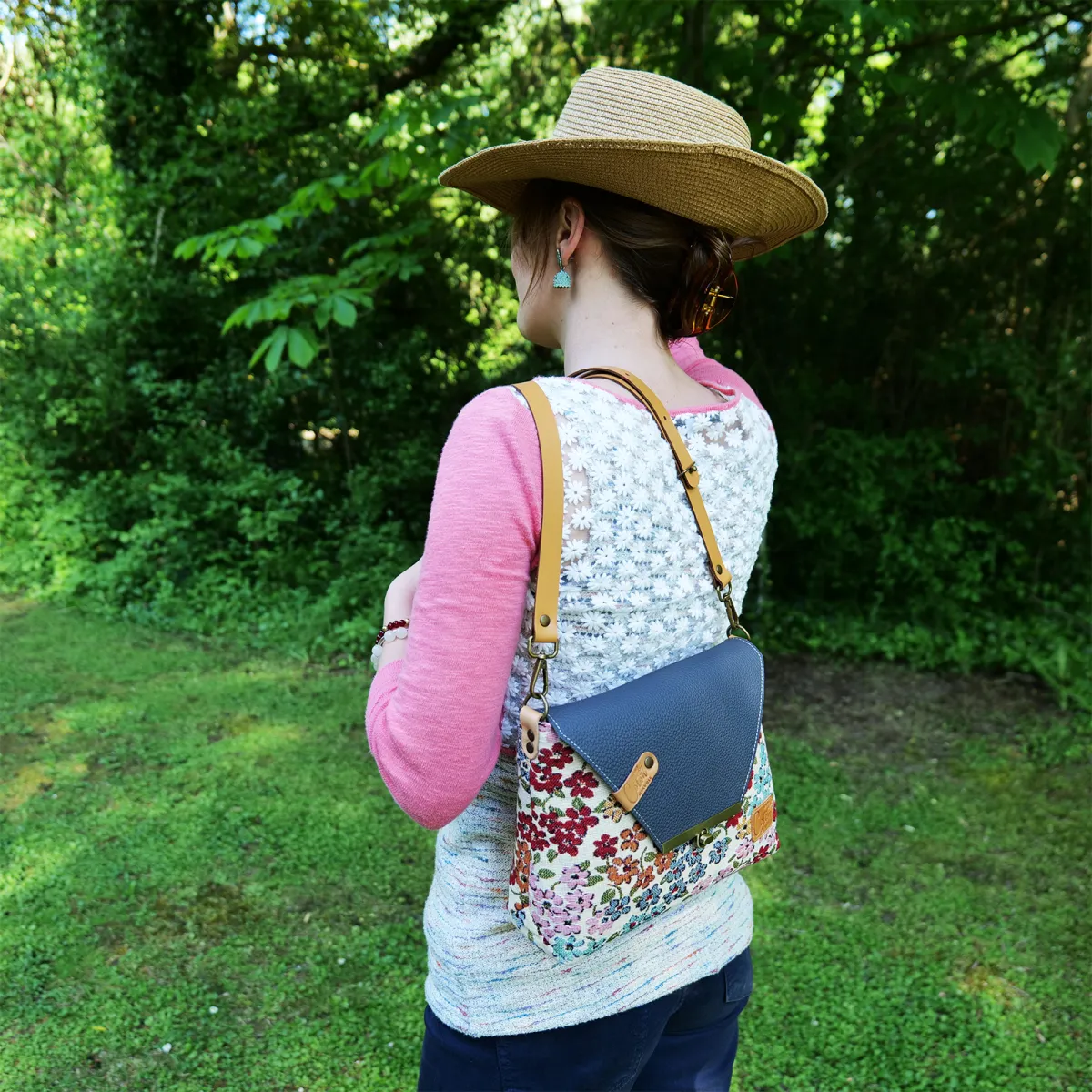 Sac à main Bandoulière Coton d'Avril ESTELLO Fleurs
