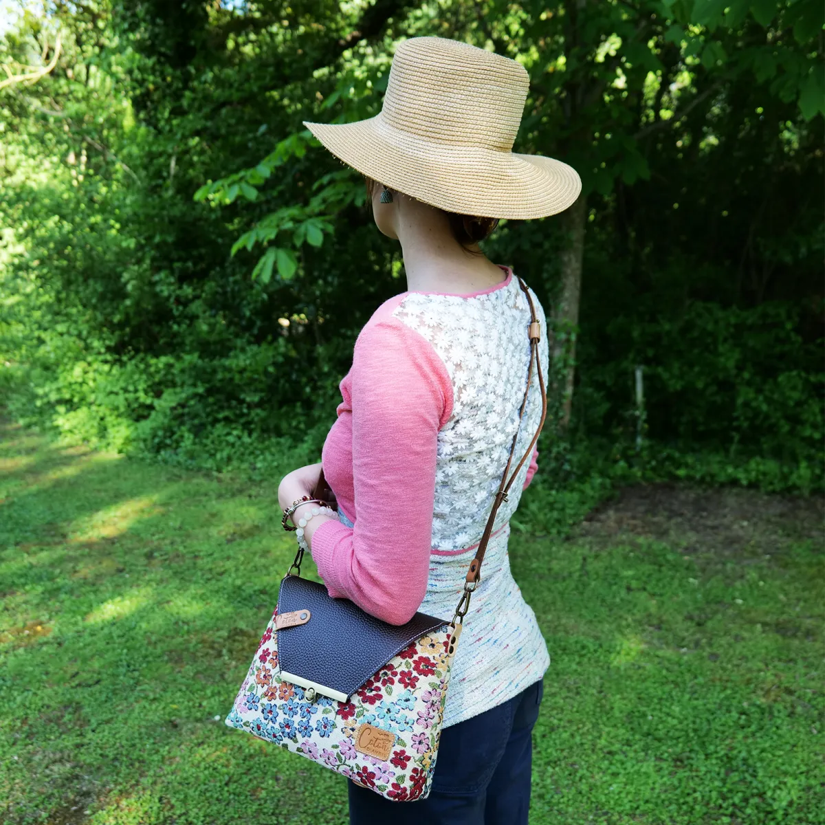 Sac à main Bandoulière Coton d'Avril ESTELLO Fleurs