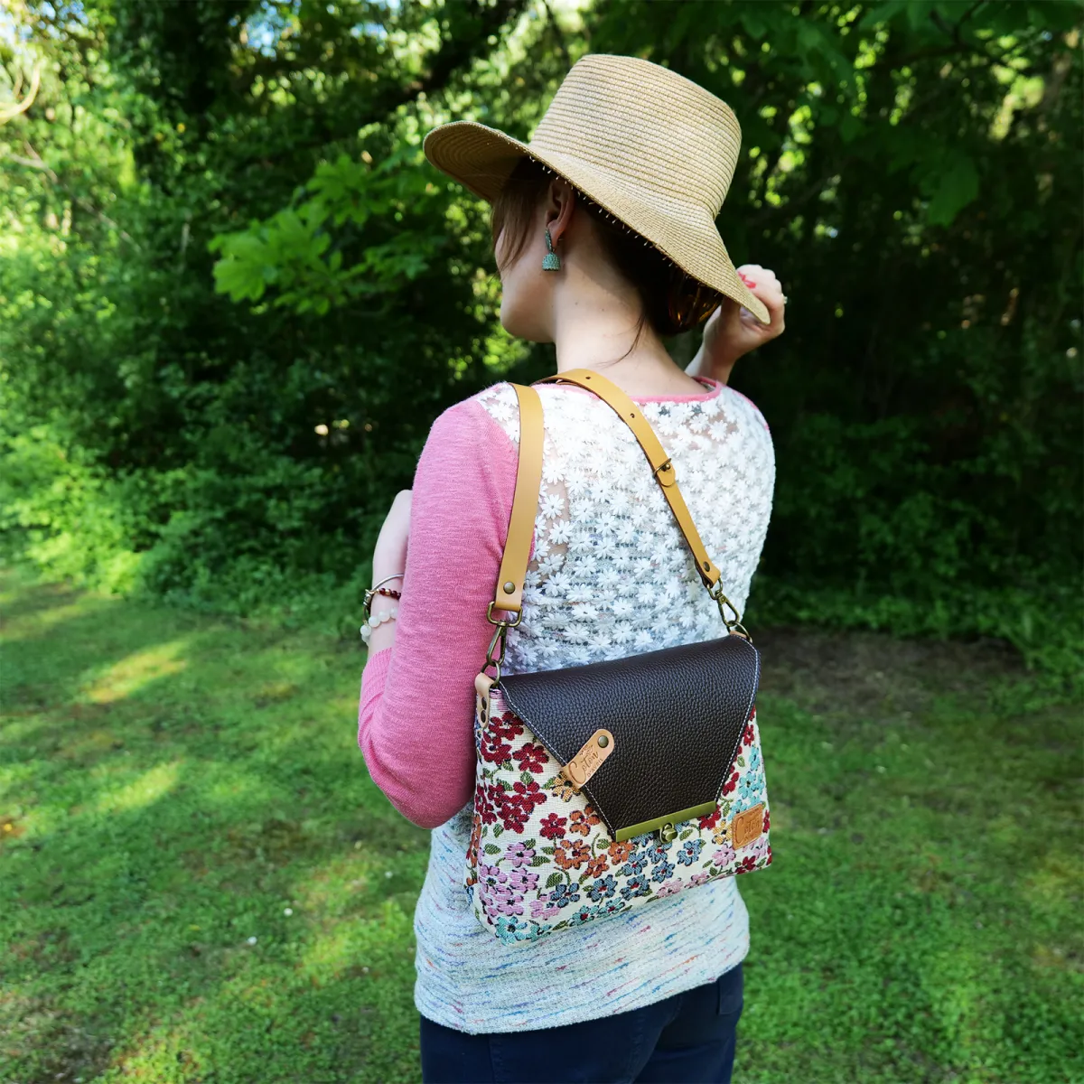 Sac à main Bandoulière Coton d'Avril ESTELLO Fleurs
