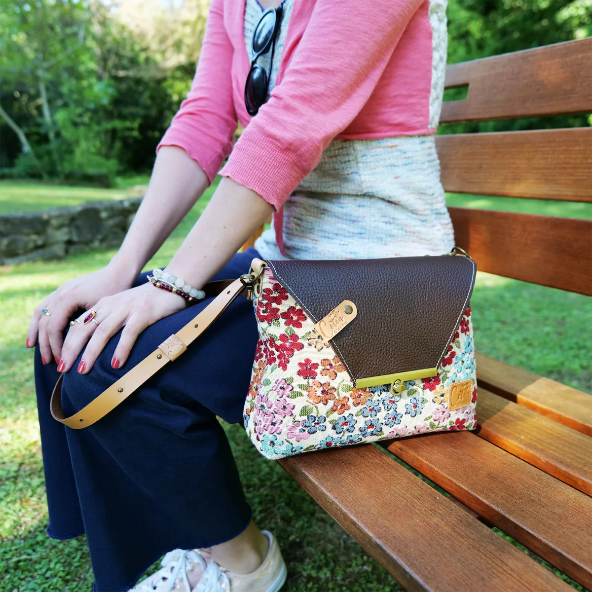 Sac à main Bandoulière Coton d'Avril ESTELLO Fleurs