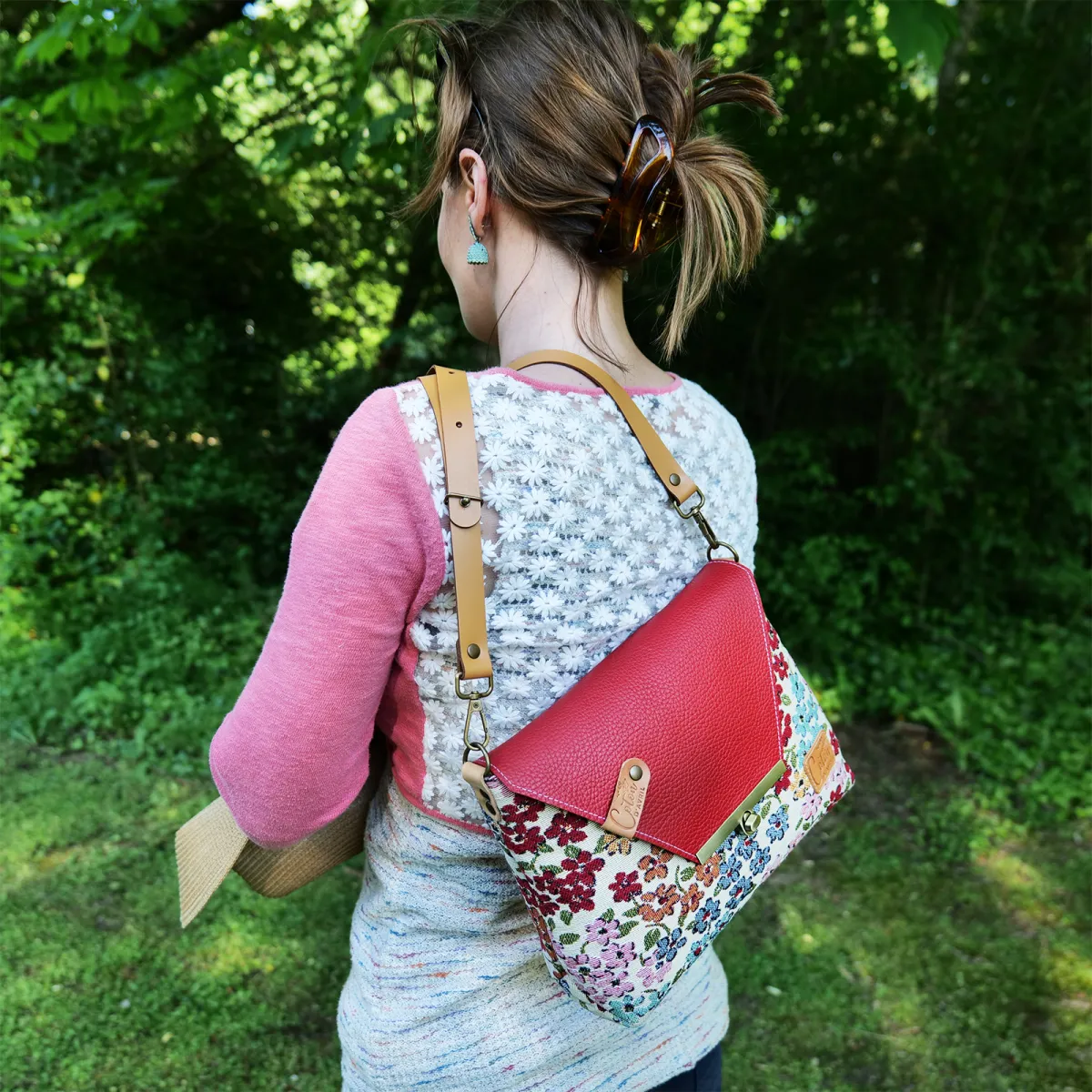 Sac à main Bandoulière Coton d'Avril ESTELLO Fleurs
