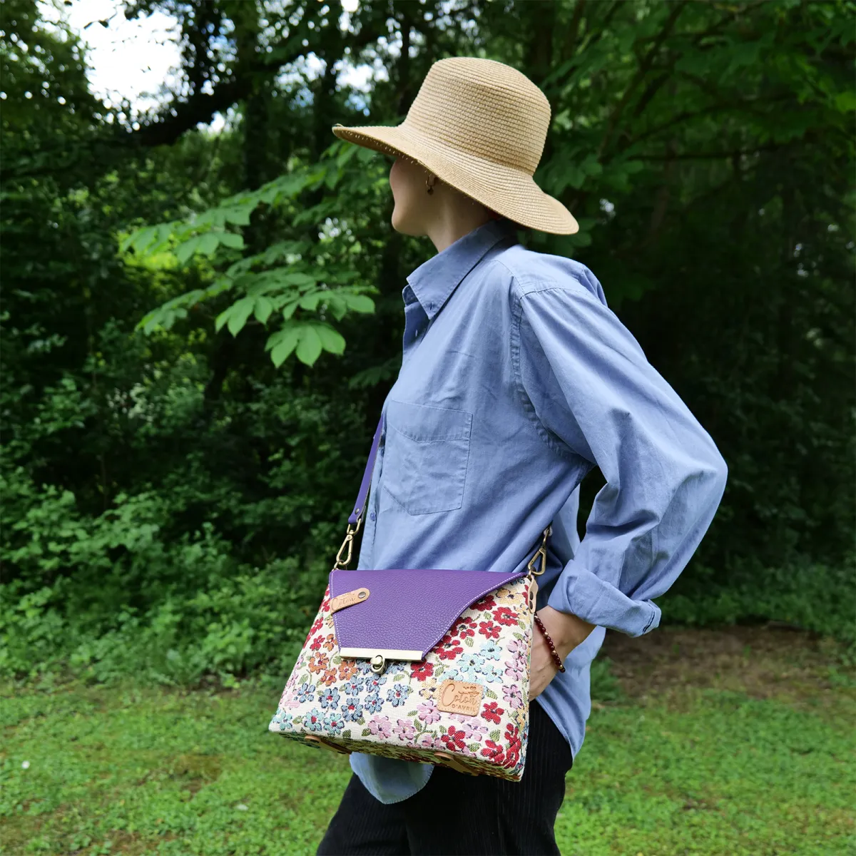 Sac à main Bandoulière Coton d'Avril ESTELLO Fleurs