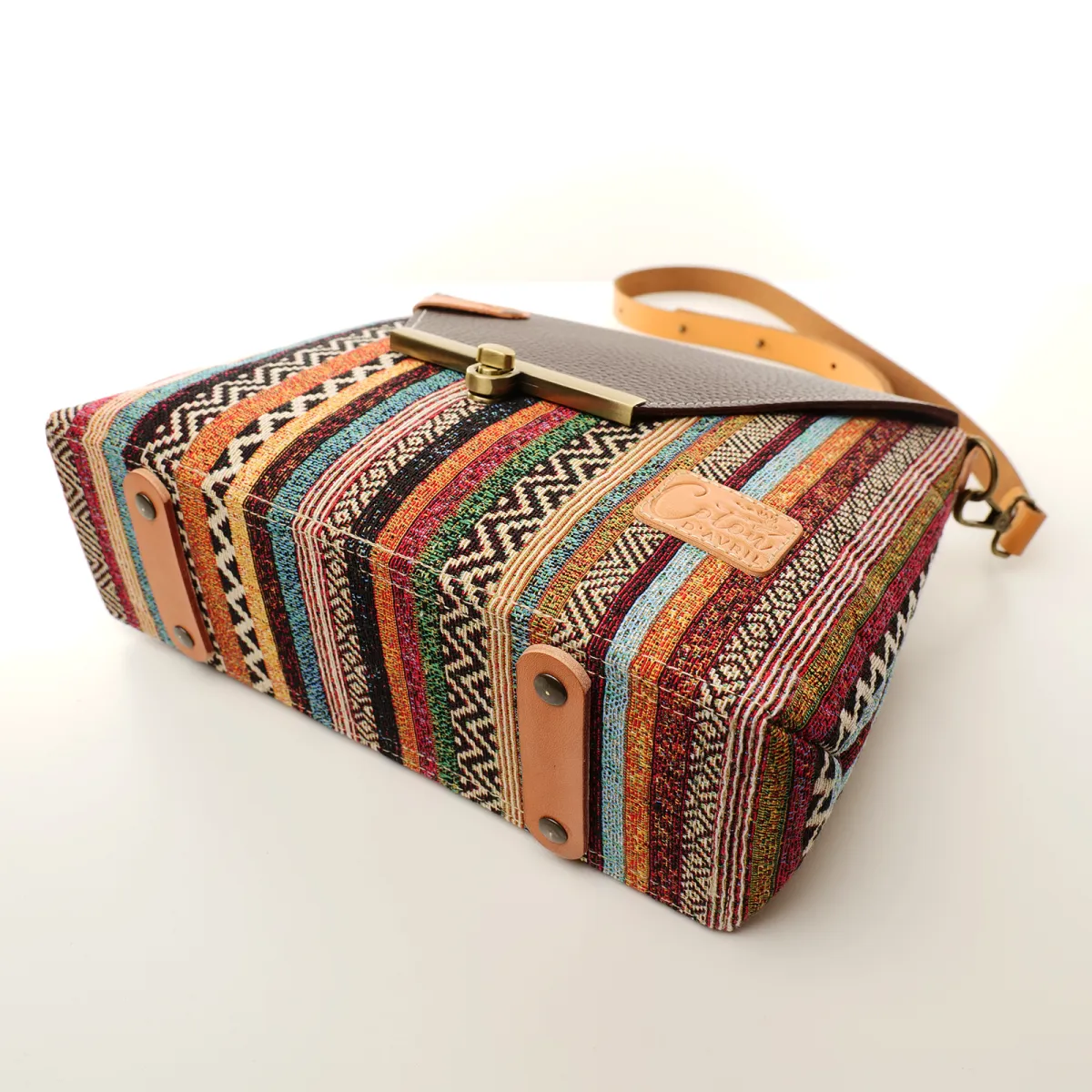 Sac à main Bandoulière Coton d'Avril ESTELLO Sillons Cacao