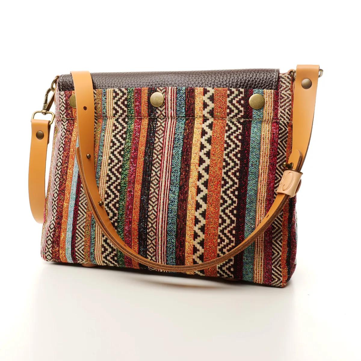 Sac à main Bandoulière Coton d'Avril ESTELLO Sillons Cacao