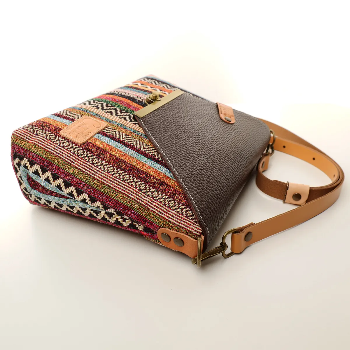 Sac à main Bandoulière Coton d'Avril ESTELLO Sillons Cacao