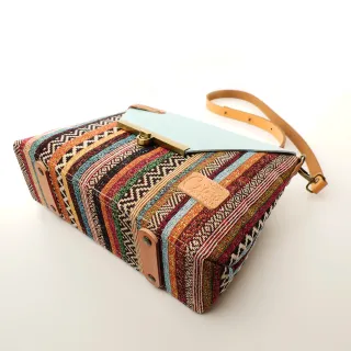 Sac à main Bandoulière Coton d'Avril ESTELLO Sillons Azur