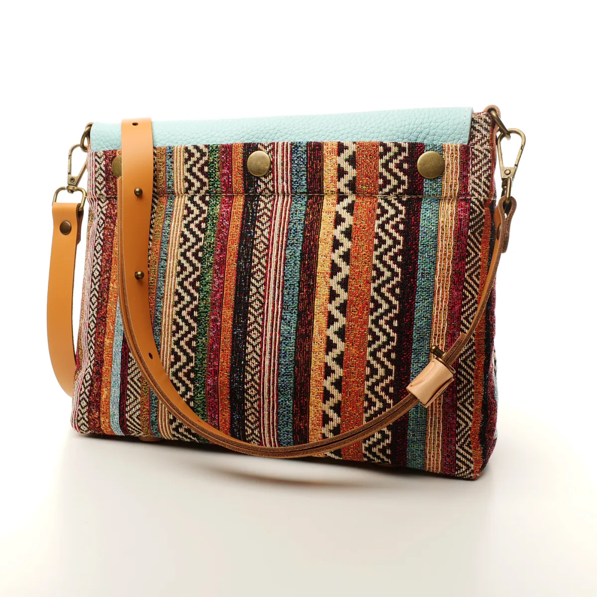 Sac à main Bandoulière Coton d'Avril ESTELLO Sillons Azur