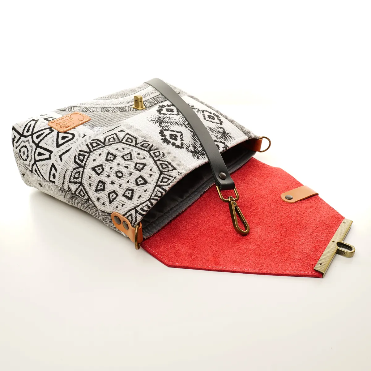 Sac à main Bandoulière Coton d'Avril ESTELLO Grafic rouge
