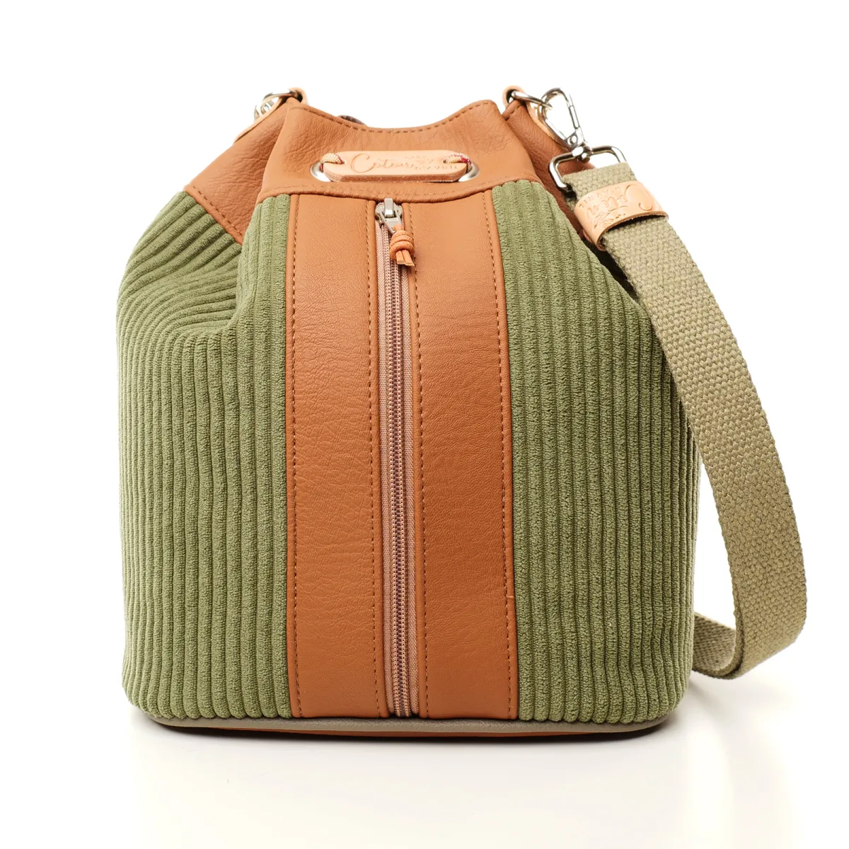 Sac seau Coton d'Avril ANGELE Velours kaki