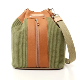 Sac seau Coton d'Avril ANGELE Velours kaki