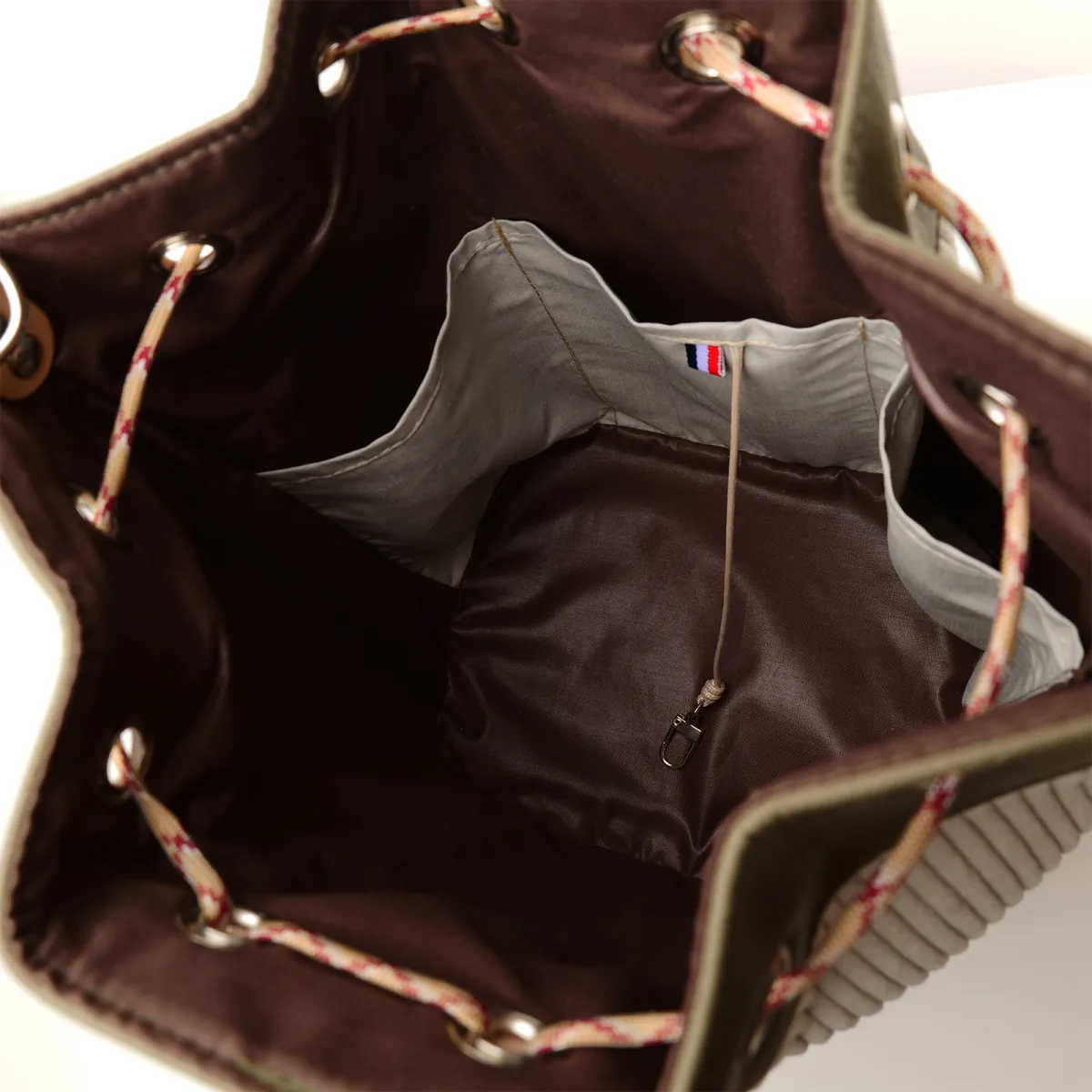 Sac seau Coton d'Avril ANGELE Velours kaki