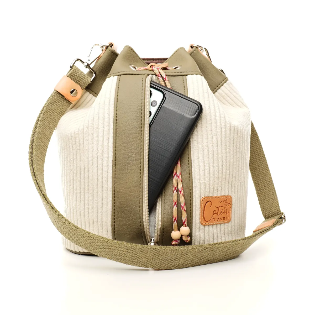 Sac seau Coton d'Avril ANGELE Velours crème